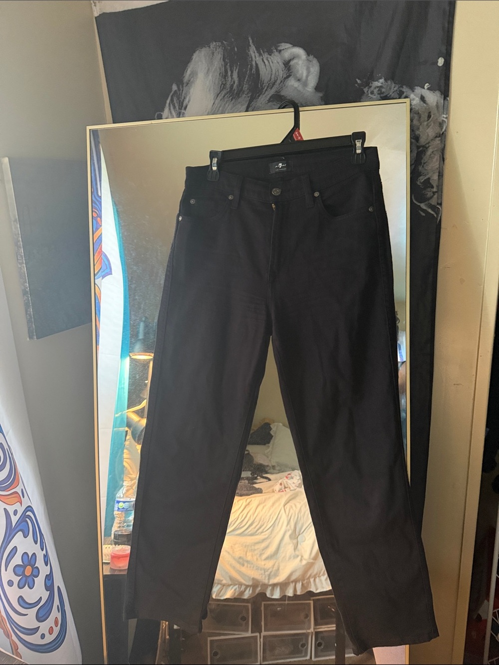 7 For All Mankind Black Cropped Ankle Jeans